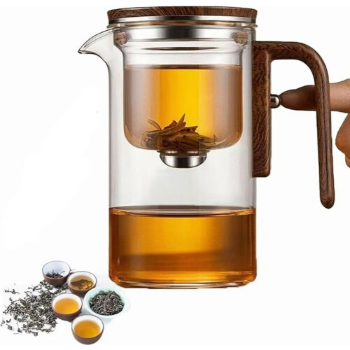 Γυάλινη τσαγιέρα με ξύλινη λαβή, 500ml