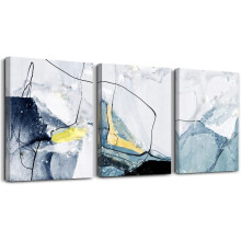 Tableau abstrait gris sur toile 40 x 30 cm (3 pièces)