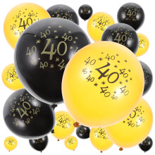 40-årsdags lateksballonger gyllensvarte 20 stk