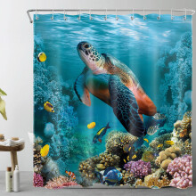 Duschvorhang mit Meeresschildkrötenmotiv, 150 x 180 cm, Polyester