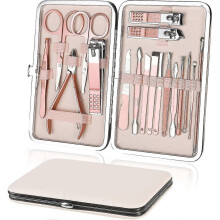 manicure Pedicure Kit, 18pcs Professional Nail Clippers Set, Stainless Steel Cuticle Cutter, Pedicure Manicure Kit with Travel Box And Exquisite H PXC
