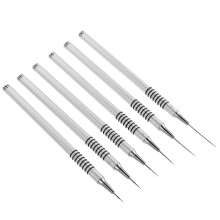 Nail Art Drawing Pens Threaded Brush Set for Manicure 4Pcs Metal Silver