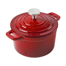 14cm Enameled Iron Dutch Oven with Lid for Roasting-Red