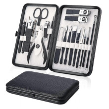 Manicure Set, Pedicure Kit 18 Pieces, Nail Care Nail Clippers Set Stainless Steel Care Tools for Travel (bla)