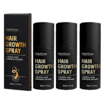 HaloGrow Hair Growth Spray (3 Pack) - Biotin & Caffeine Formula, Fast Hair Regrowth for Thinning Hair - Men & Women