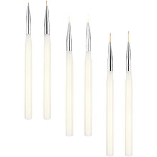 Nail Art Pen Set Thin Nail Line Brush for Manicure 6Pcs White Aluminum