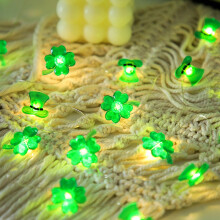 Luzes de cordão para o Dia de São Patrício, 3m, 30 LEDs, trevo verde