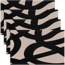 Set de 4 șervețele geometrice din in (45 x 30 cm)