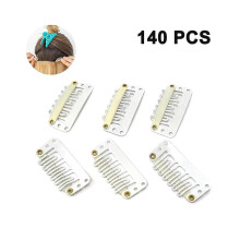 140 Piece Clips Wigs Clips U Shape Snap Clips Iron Metal Replacement Hair Clips Comb Clips for Extensions Wigs-Beige
