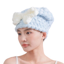 Weiche, saugfähige Haarhandtuchhülle mit Schleifen-Design,-Blau