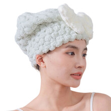 Bowknot Design Hair Towel Wrap Absorbent Quick Drying-Green
