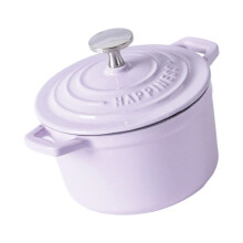 14cm Enameled Iron Dutch Oven with Lid for Roasting-Purple