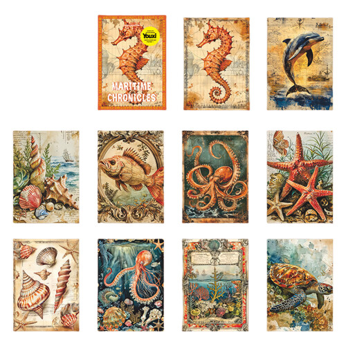 Seafaring Stimulated Art Paper 10 Sheets-5 Deep Sea creatures