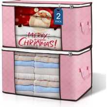Opvouwbare opbergtassen van 90 liter (2 stuks) Roze