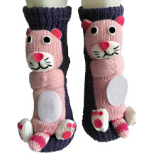 Chaussettes en tricot doux, bas antidérapant, décoration de-O