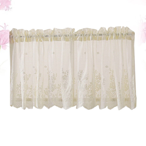 Beige Lace Half Curtain for Kitchen Door Window