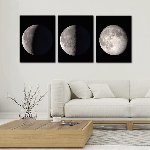 Zestaw ścienny „Księżyc” – czarno-biały, 3 elementy, 12x16 1