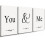 Conjunto de 3 telas decorativas em preto e branco "Você e Eu" 1