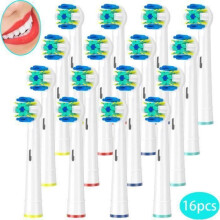 16 kappaleen pakkaus - Vaihtoharjaspäät Oral-B Precision Clean -sähköhammasharjoille, valmistettu Kiinassa