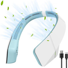 Ventilatore da collo portatile, silenzioso, ricaricabile tramite USB, senza pale, con 3 velocità, potente, per cuffie