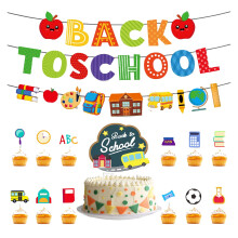 Back to School Banner Set with Balloons & Cake Toppers