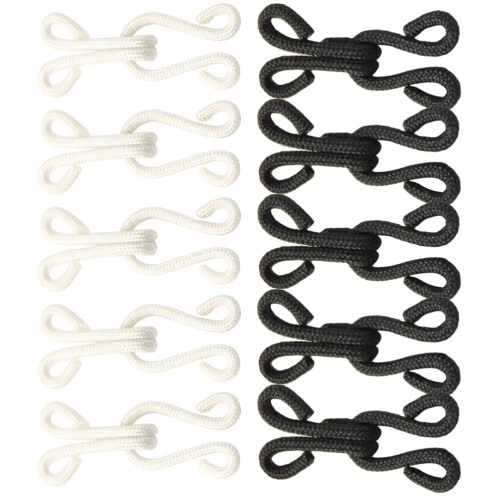 10 pares de fechos de gancho e olhal, metal e nylon