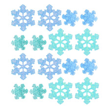 50 sneeuwvlokjes van hars, transparant blauw/wit/groen, 3 stuks