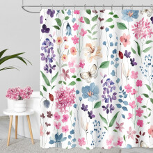 Geblümter Duschvorhang 183 x 213 cm (72 x 84 Zoll) Rosa