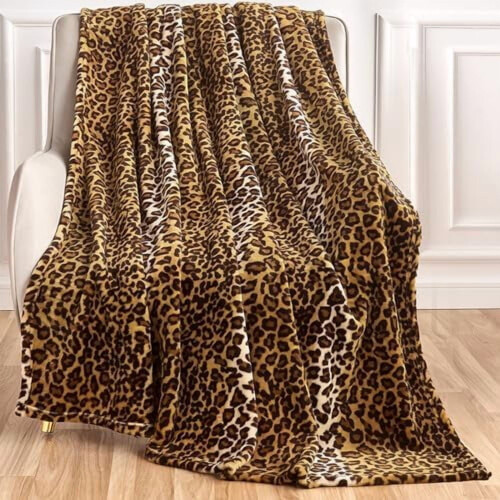 Manta de lã com estampa de leopardo, 152 x 203 cm (60 x 80 polegadas)