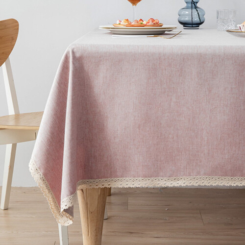 Cotton Linen Tablecloth Pink 140x180cm