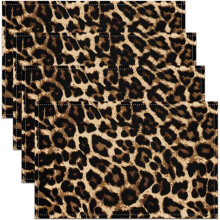 Jogo de 4 jogos americanos com estampa de leopardo, 30x45cm