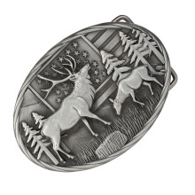 Metal Belt Buckle Oval Design Waistband Fastener-ancient silver