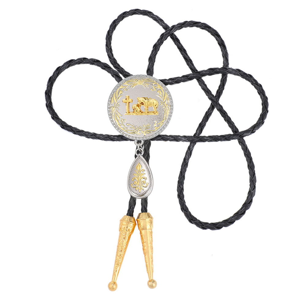 Fashionable Western Bolo Necktie Carved Charm Adjustable PU-O