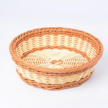 Cesta redonda de almacenamiento de mimbre de 35 x 7,5 cm.