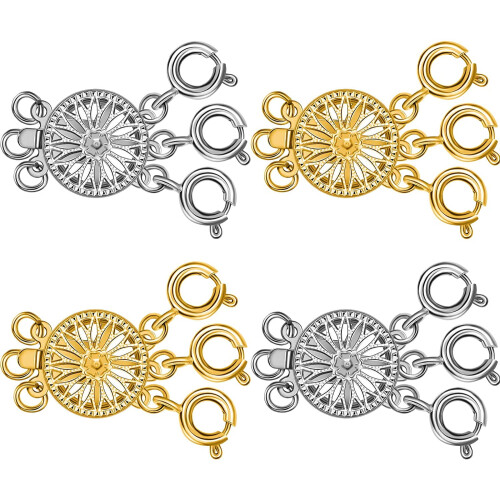 Fermoir d'espacement pour collier à 3 rangs – Or et argent