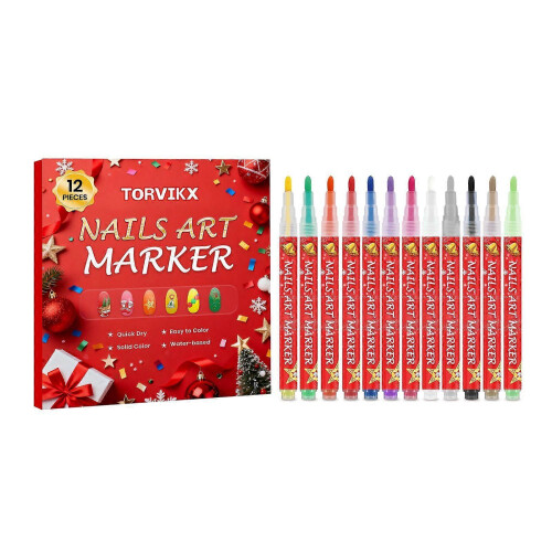 Torvikx Diy Christmas Nail Art Graffiti Pen: Smooth, Quick-Drying, Color-Changing, Water-Based Solid Color Graffiti Pen