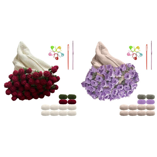 Kit de ganchillo para ramo de rosas con 12 madejas de hilo de algodón con leche.