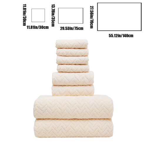 8-Piece Cotton Bath Towel Set Beige 2