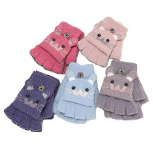 Children's Fingerless Knitted Convertible Mittens Half Finger Mittens