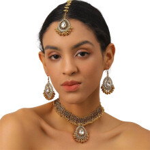 Retro Style Alloy Jewelry Set Hollow Teardrop Necklace-White