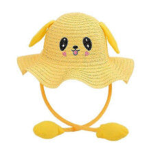 (Yellow) Cartoon Ears Moving Sun Hat Foldable Sun Protection Hat For Children Boys Girls