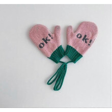 (pink 3-9 Months)warm Hanging Neck Boys And Girls Warm Gloves Winter Cold Baby Gloves