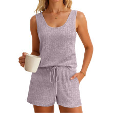 Womens Pajama Sets 2 Piece Sleeveless Summer Pjs-Purple XXL
