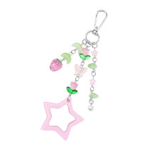Cute Acrylic Heart Shaped Keychain With Mirror Feature-Star