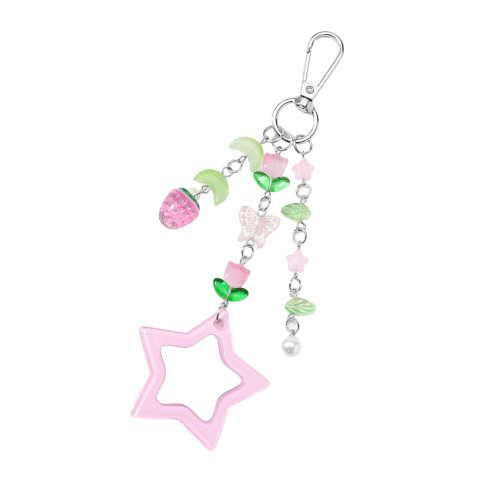 Cute Acrylic Heart Shaped Keychain With Mirror Feature-Star