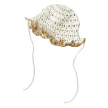 (Off white turmeric e) Adjustable Crochet Lace Hat Kids Fisherman Hat Trendy Cap Stylish Knitted Sun Hat Comfortable Wearing for Boys & Girls