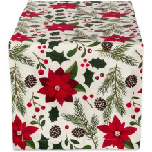 Camino de mesa Woodland Holly 14x72 Navidad