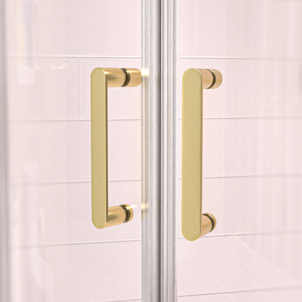 Nes Home Brushed Brass Pair Of Universal Rounded Shower Door Handles