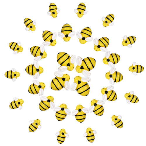 OUNONA resin bumble bee flatbacks 60 pcs