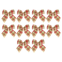 10 stuks 3 inch (7,6 cm) jute strikken met buffelruitpatroon